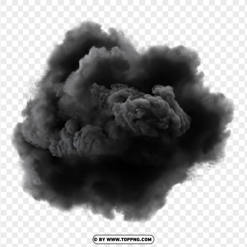 Big Black Smoke Explosion With PNG Transparent Background