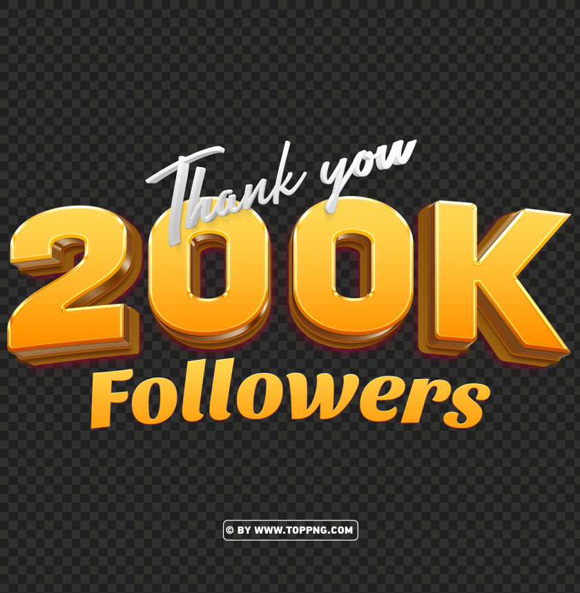 200k Followers Gold Thank You Png