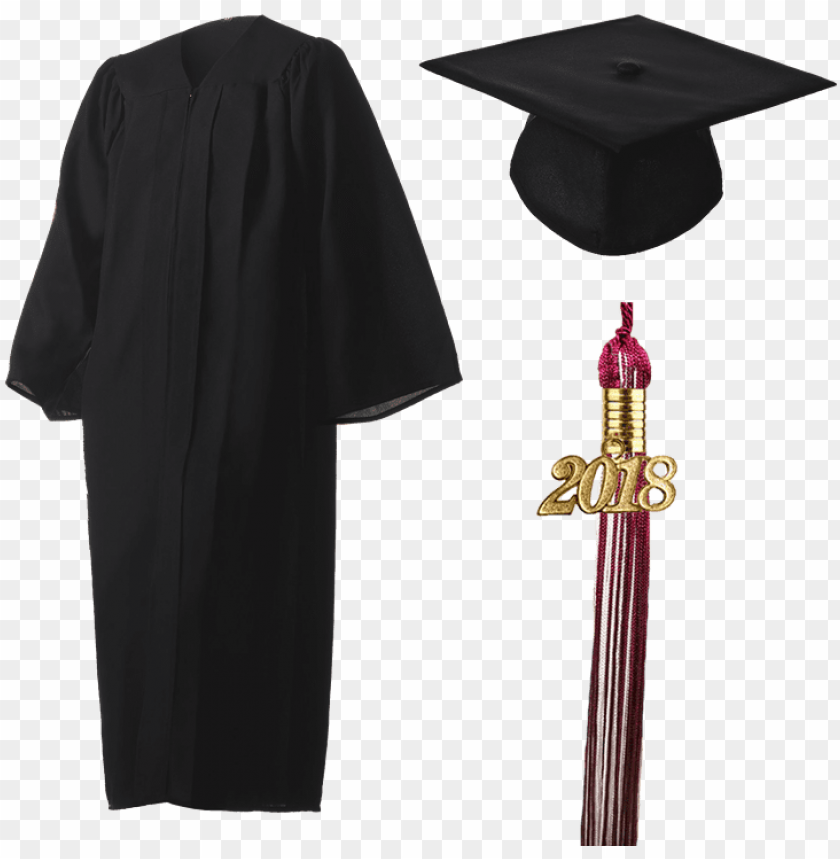 2018 Graduation Black Cap, Gown, &amp; Tassel - Navy Blue Graduation Gowns PNG Image With Transparent Background