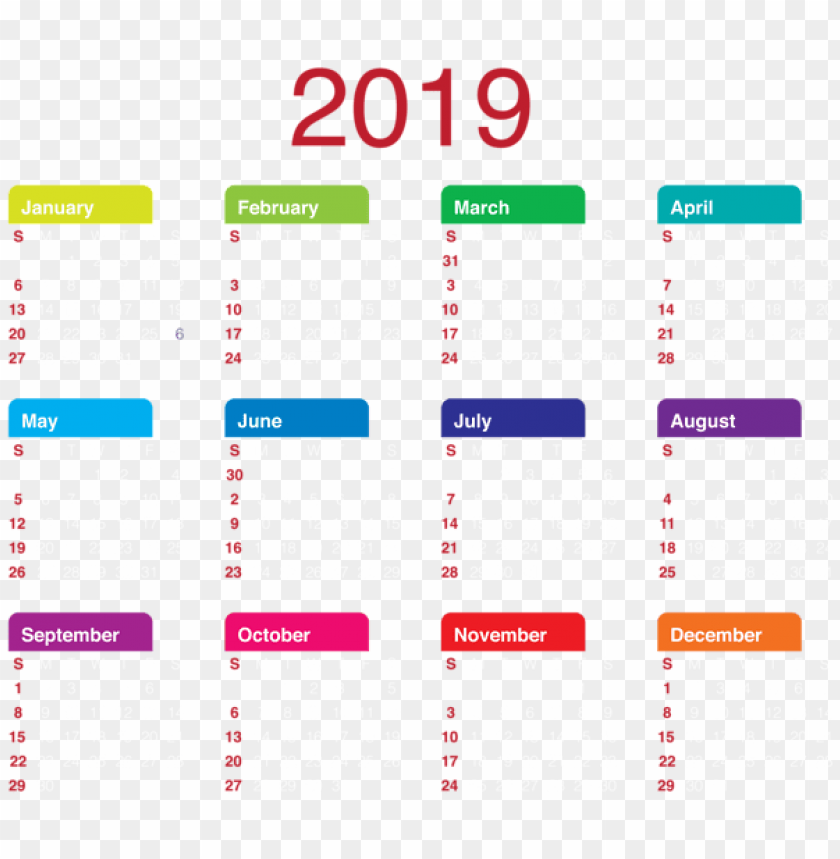 2019 Calendar PNG Images