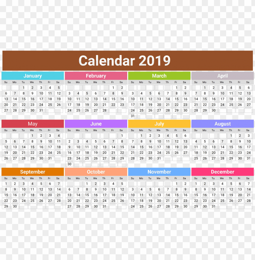 2019 Calendar Png Transparent Hd Photo - 2019 Calendar With Indian Holidays PNG Image With Transparent Background