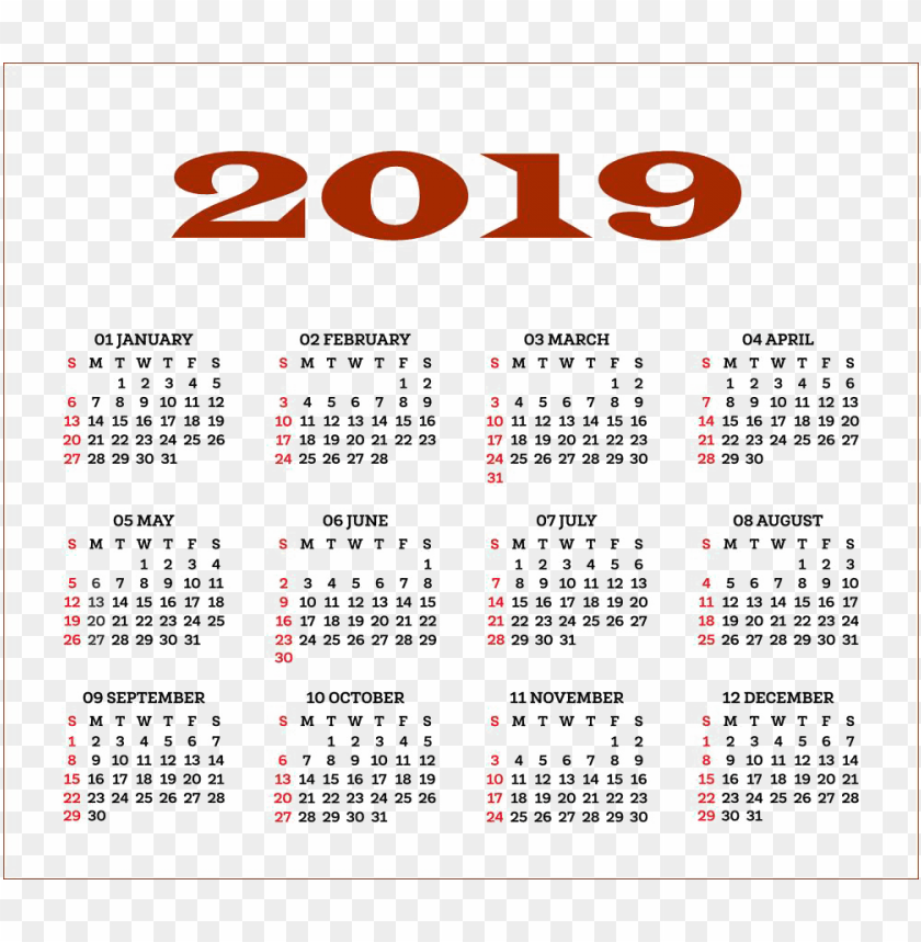 2019 indian calendar png images background -  image ID is 38014