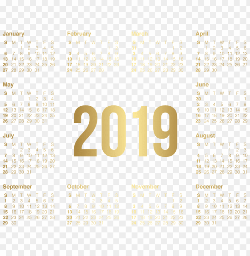 2019 transparent gold calendar PNG Images 41653