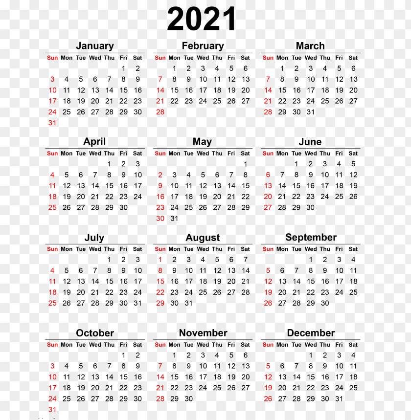 2021 Calendar Png Image With Transparent Background Toppng