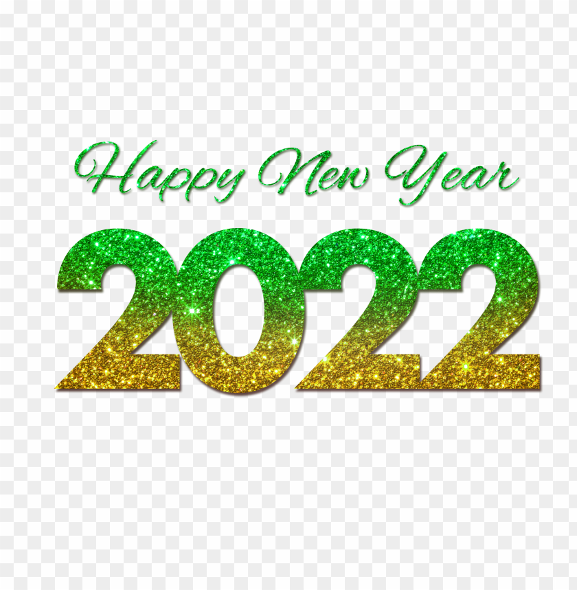 free PNG 2022 yellow gold & green happy new year glitter PNG Images PNG images transparent