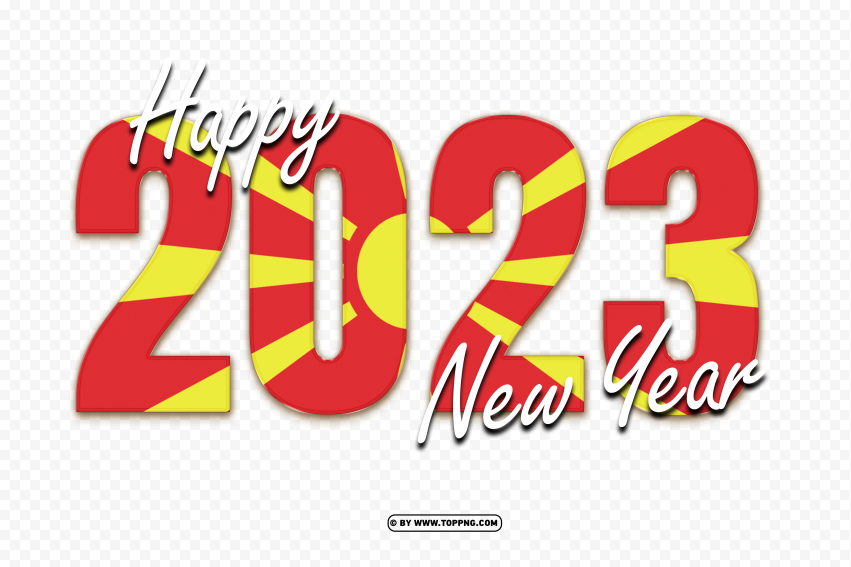 2023 happy new year with north macedonia flag png,New year 2023 png,Happy new year 2023 png free download,2023 png,Happy 2023,New Year 2023,2023 png image