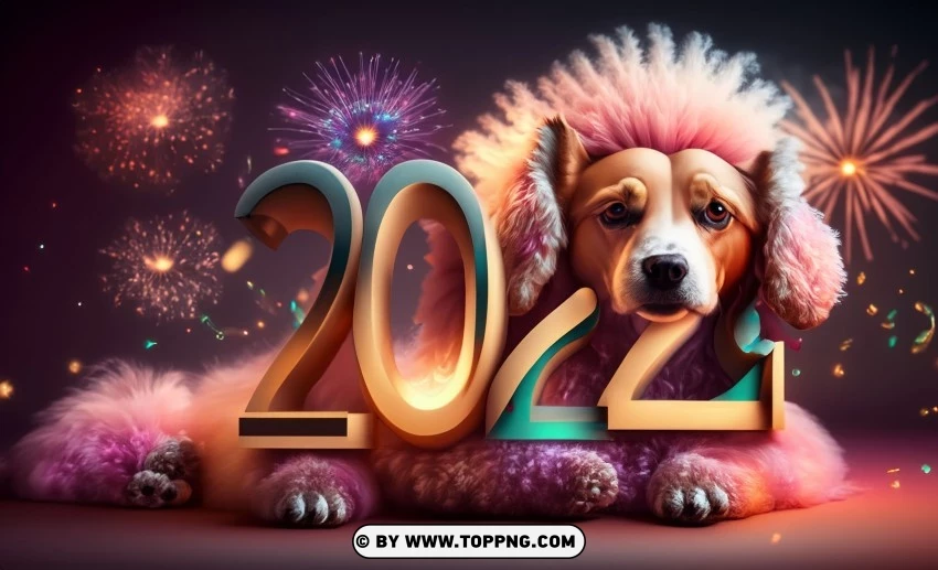 New Year 2024, Rococo Dog, Trendy Aesthetics, Vibrant Colors, Greeting Card, Festive Canine, Joyful Tones