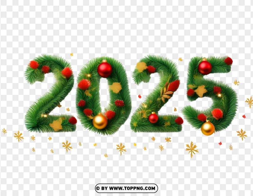 2025 Christmas Numbers Clipart With Festive Decorations PNG Transparent Background