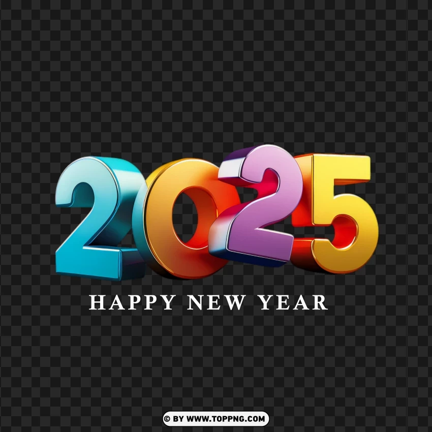 2025 Colorful 3d New Year PNG Transparent Background