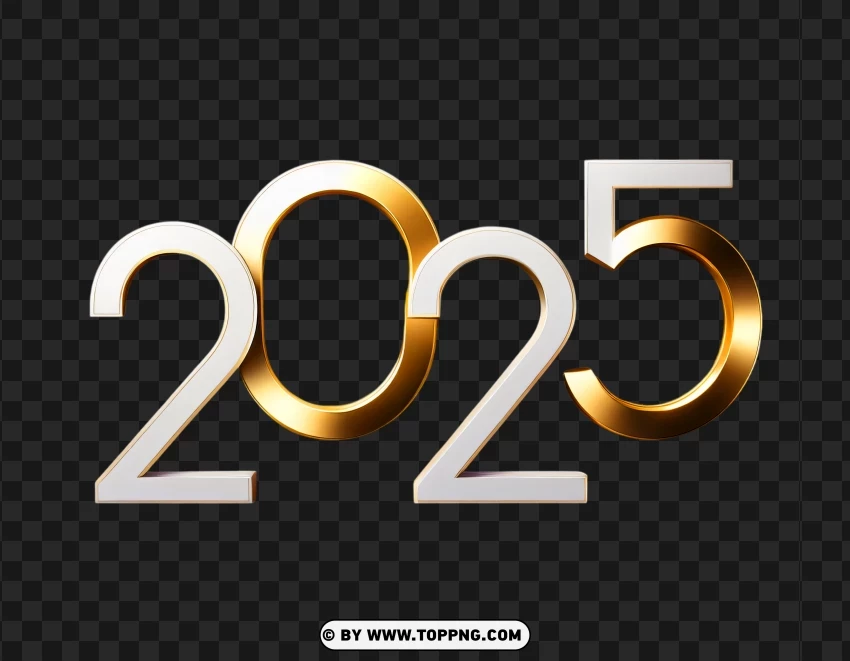 2025 Elegant Gold And White Design PNG Transparent Background