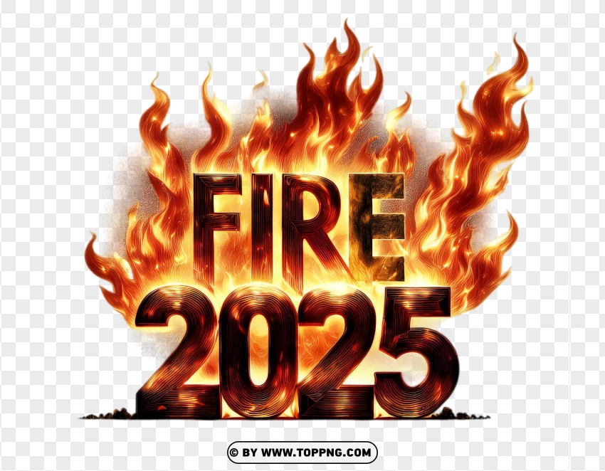 2025 Fire Flames Text Effect PNG | TOPpng