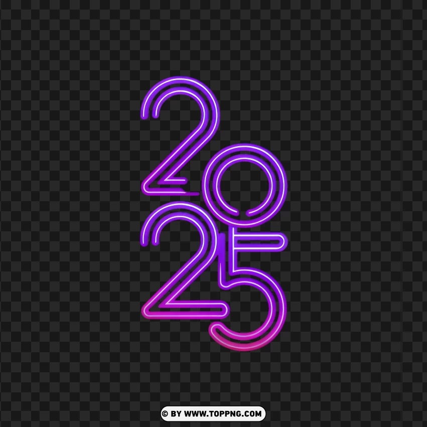 2025 Neon Purple And Pink New Year Design PNG Transparent Background