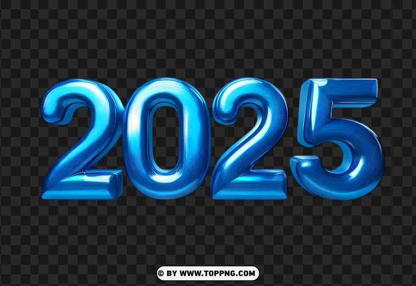 2025 New Year Blue 3d Numbers On PNG Transparent Background