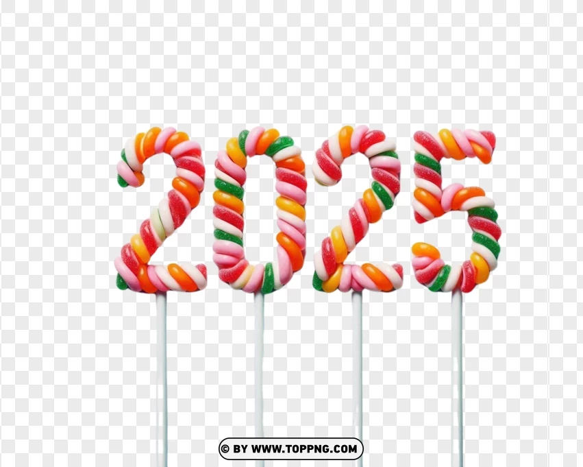 2025 ,New Year,Candy,Sweet,Stick,3d, Number