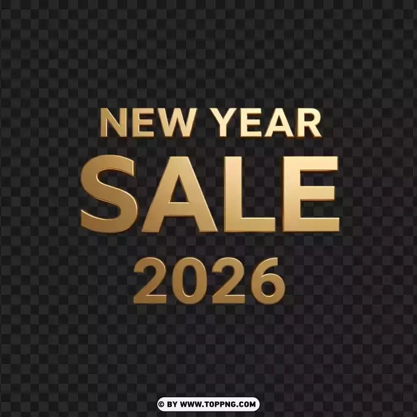 2026 New Year Sale Promotional Typography PNG Transparent Background
