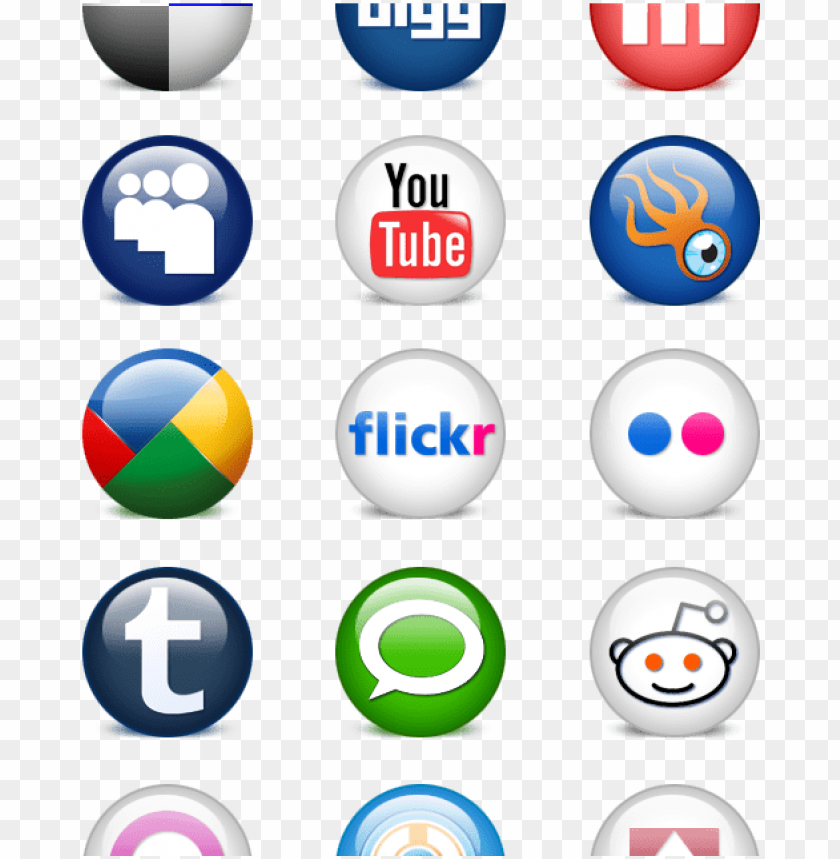 free PNG 24 glossy social media icons - 3d round social media icons PNG image with transparent background PNG images transparent