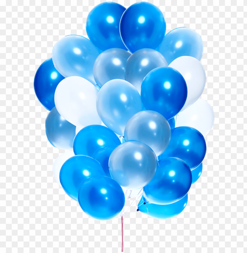 25 pieces of mixed blue and white latex balloons bouquet - blue birthday  balloons PNG image with transparent background | TOPpng