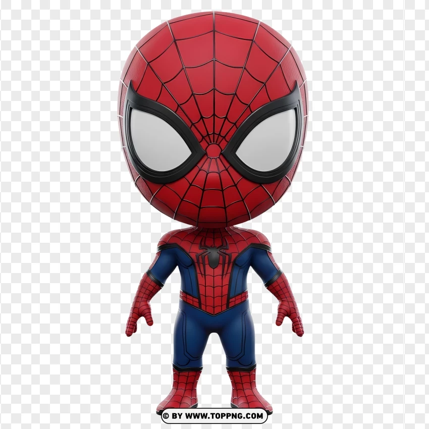 3d Chibi Little Spiderman Cartoon Character PNG Transparent Background