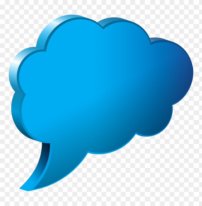 3d Cloud Blue Balloon Bubble Speech Thought PNG Image With Transparent Background