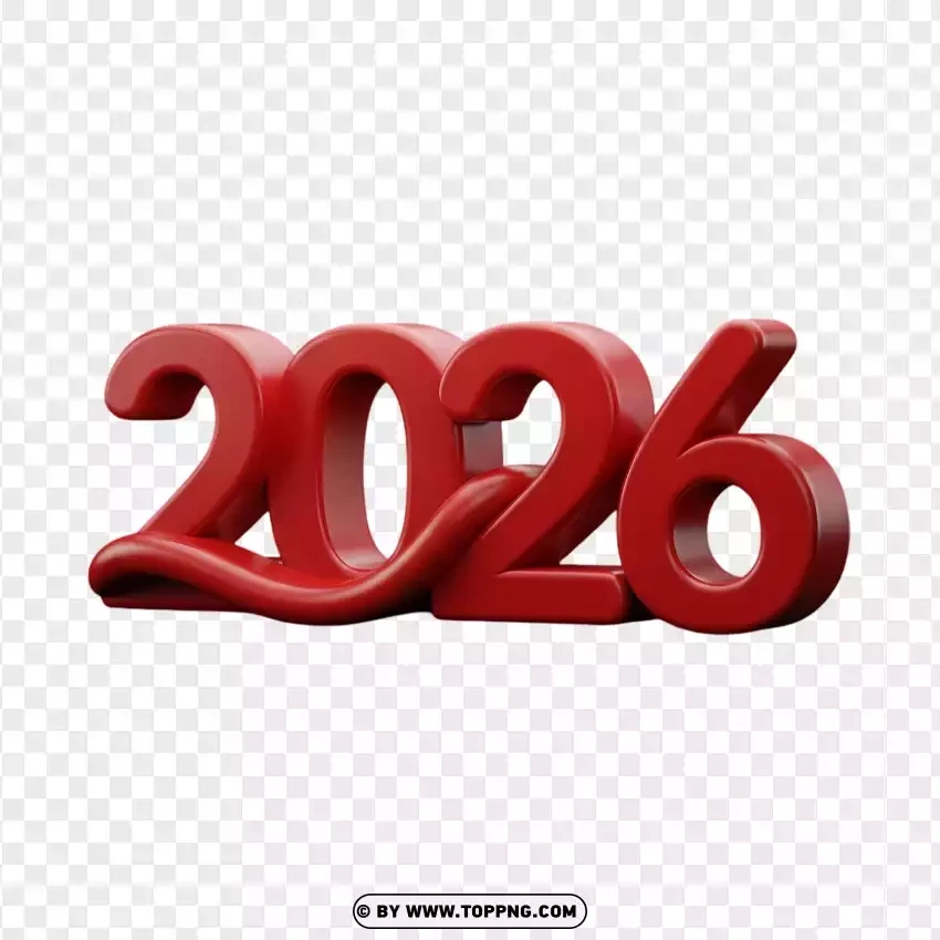 3d Curved Red 2027 Lettering In A Bold Stylized Typography Design PNG Transparent Background