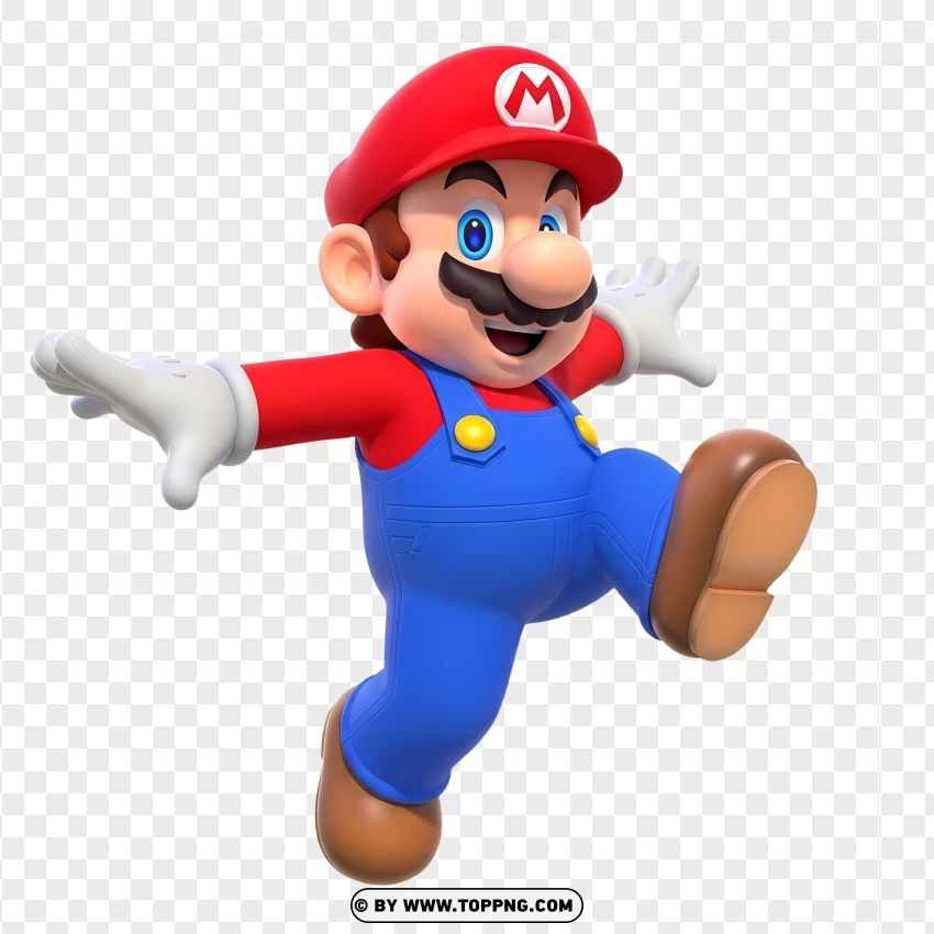 3d Cute Mario Jumping PNG Transparent Background