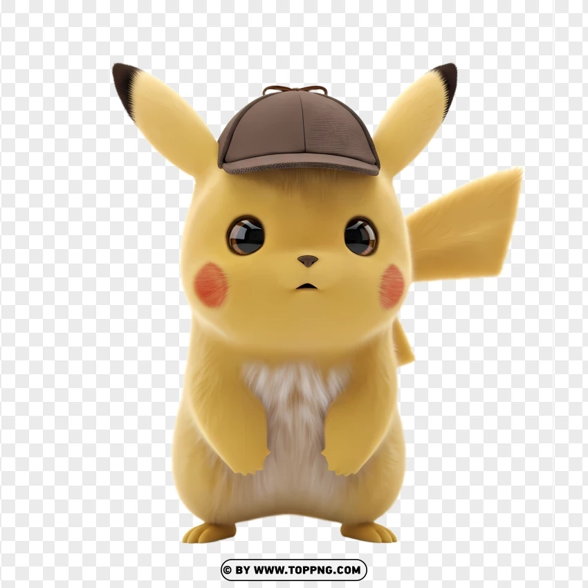 3d Detective Pikachu Pixar Style Illustration PNG Transparent Background