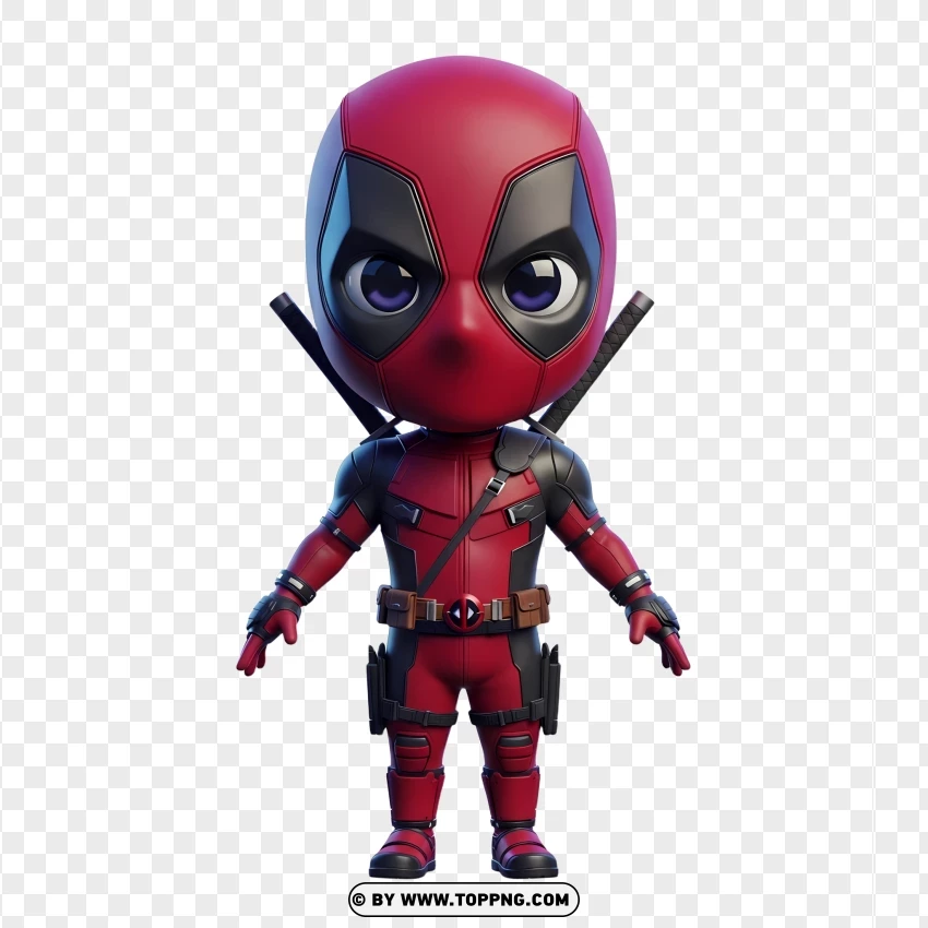 3d Funny Chibi Deadpool Cartoon Character PNG Transparent Background