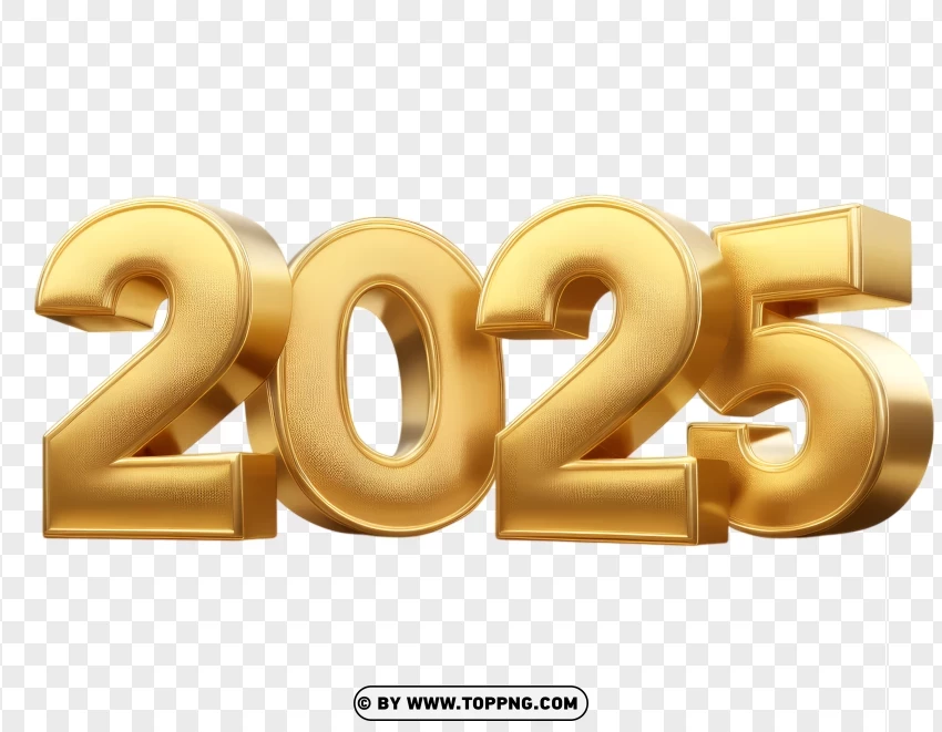 3d Gold Number 2025 Design PNG Transparent Background