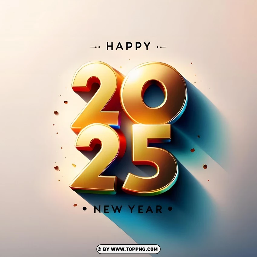 3d Golden 2025 Vertical PNG Transparent Background