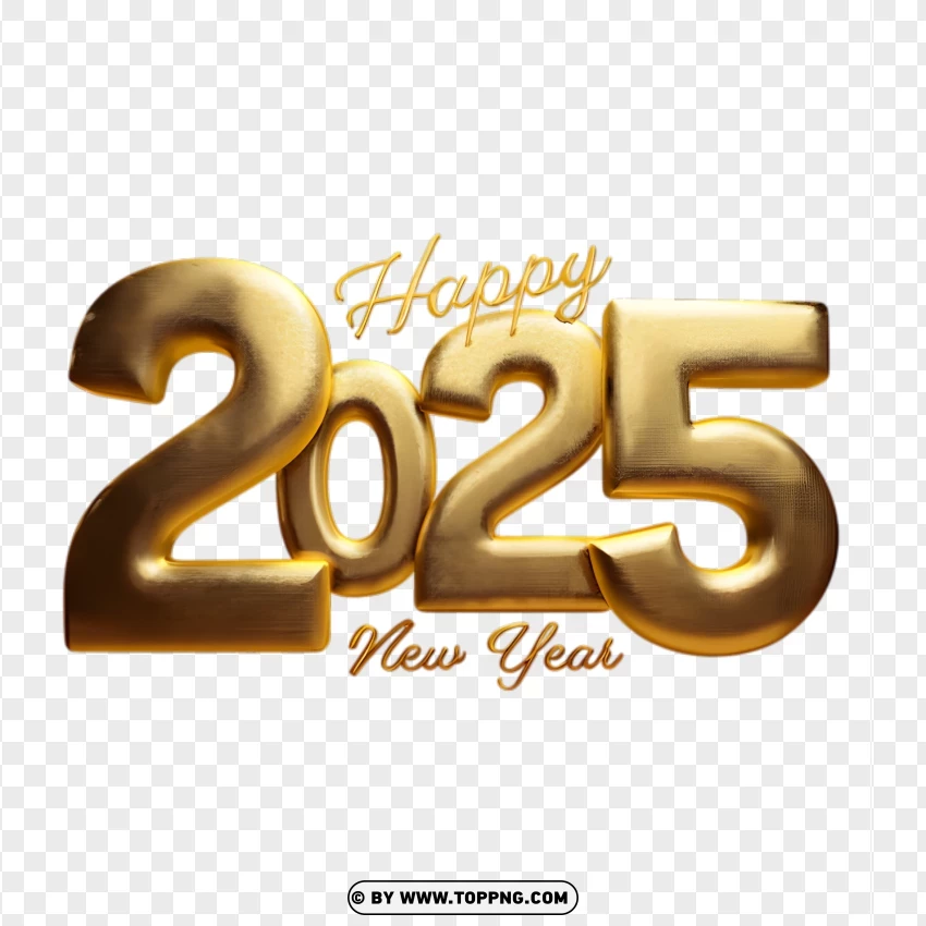 3d Happy New Year 2025 Glitter Text PNG Transparent Background