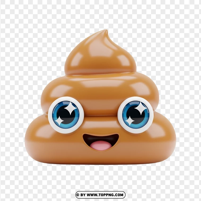 3d Kawaii Poop Emoji With Cute Eyes PNG Transparent Background