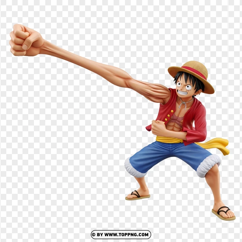 3d Luffy Rubber Arm Attack Action Pose PNG Transparent Background