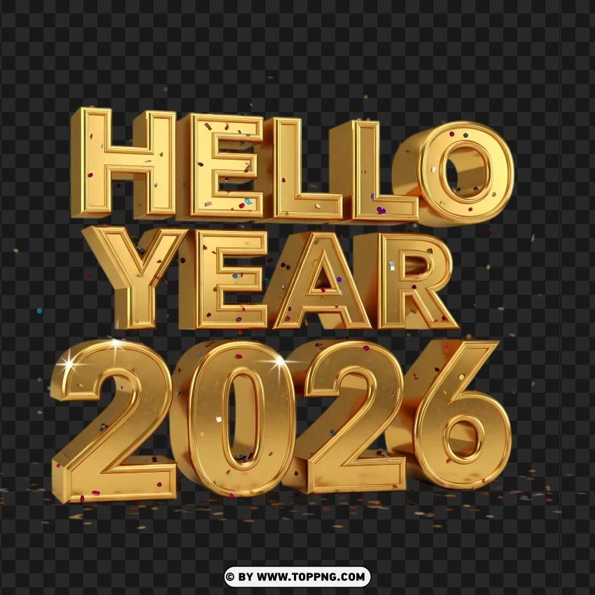 Happy New Start 2026 Gold Calligraphy With Ribbon PNG Transparent Background