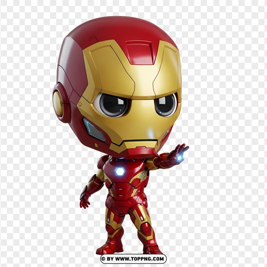 3d Mini Iron Man Shooting Repulsor PNG Transparent Background