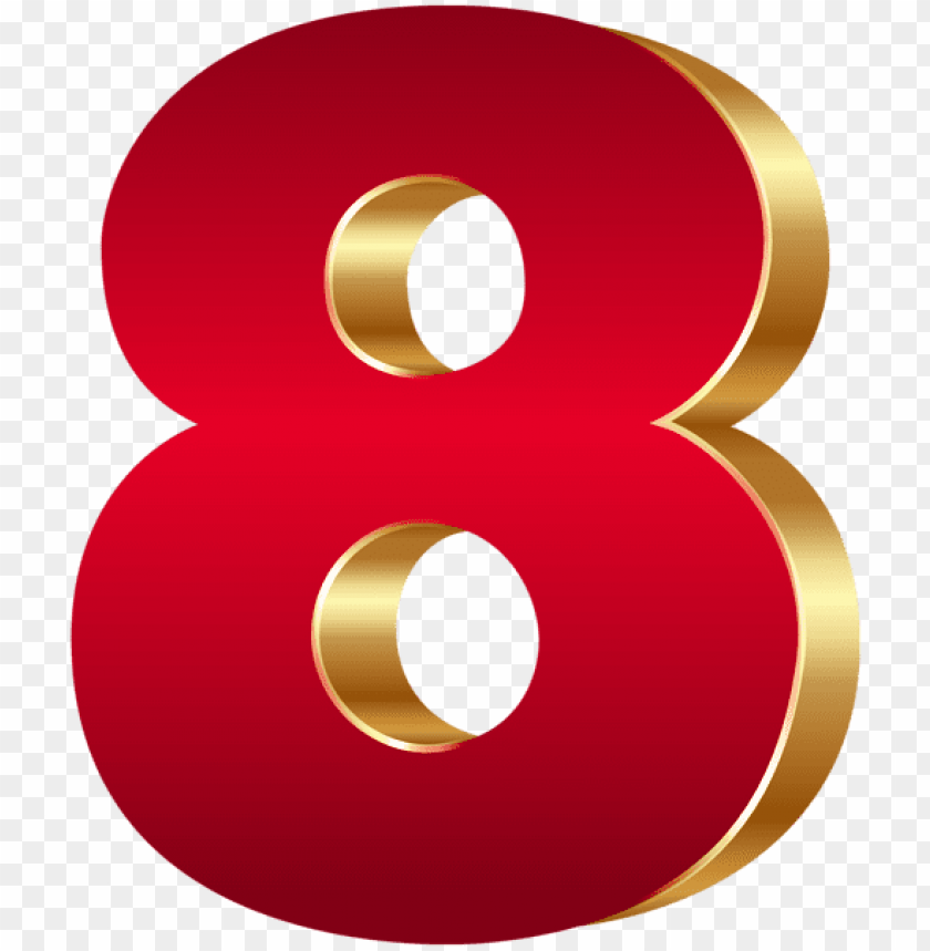 3d number eight red gold clipart png photo - 50146
