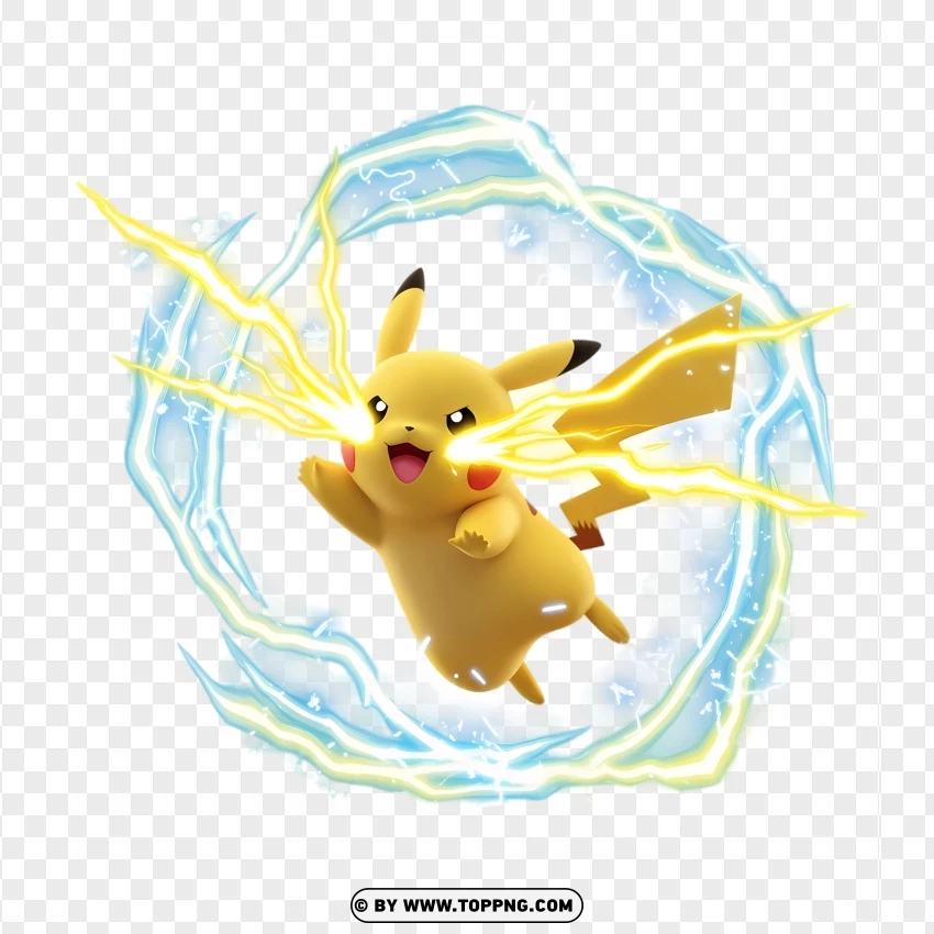 3d Pikachu Using Thunderbolt Attack Illustration PNG Transparent Background