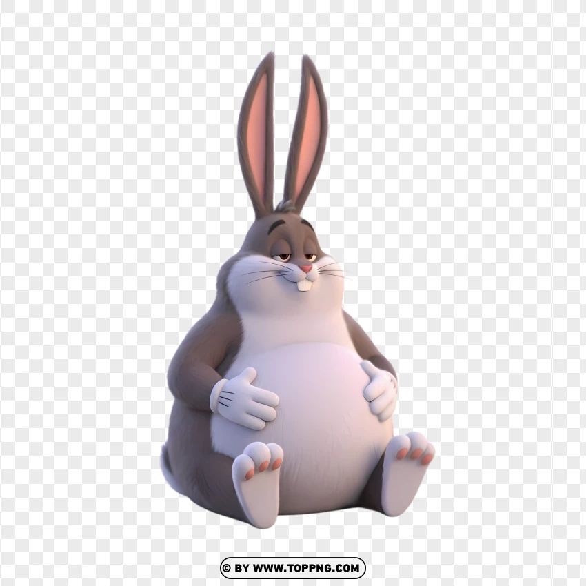 3d Pixar-style Big Chungus Sitting PNG Transparent Background