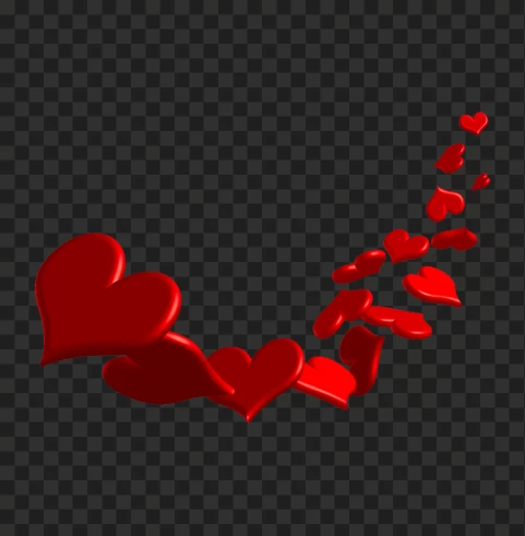 3d red floating hearts love valentines png - Image ID 488938