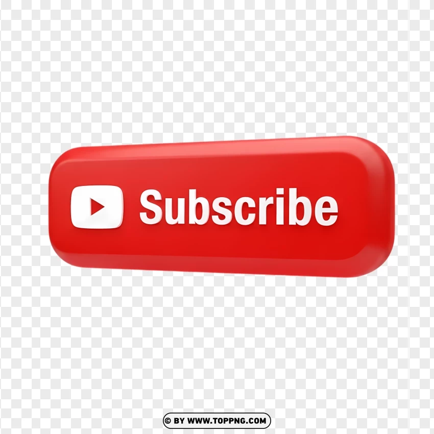 Isolated Red 3d Youtube Subscribe Button PNG Transparent Background