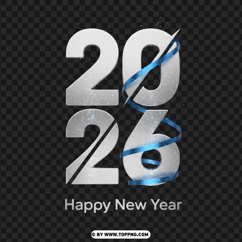 3d Silver Numbers With Metallic Blue Ribbon Glow Effect PNG Transparent Background
