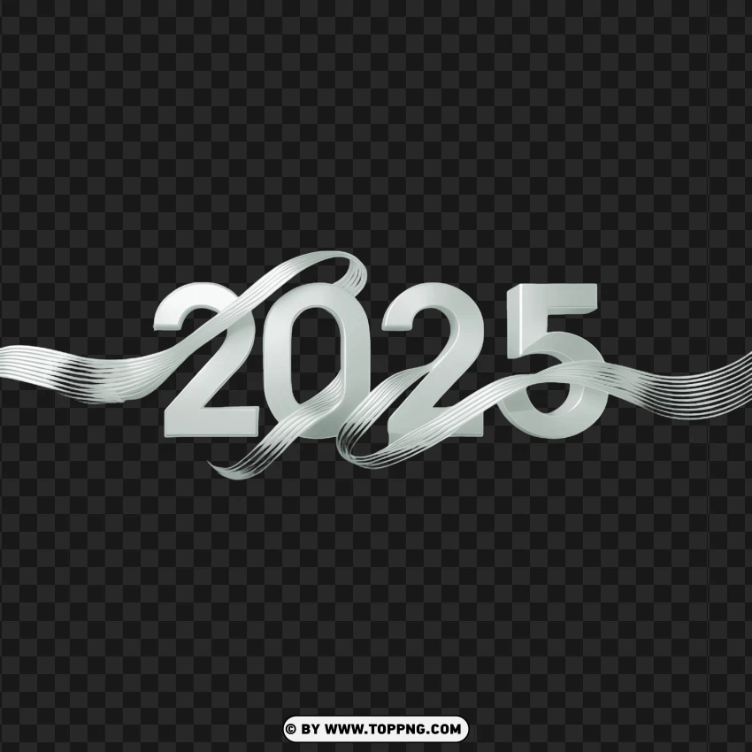 3d Sleek Silver 2025 Elegant Celebration Design PNG Transparent Background