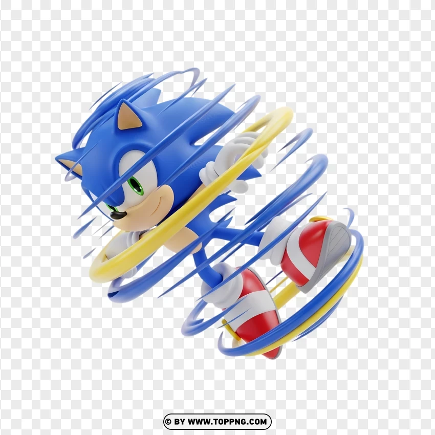3d Sonic Spinning Ball Pixar Style Illustration PNG Transparent Background
