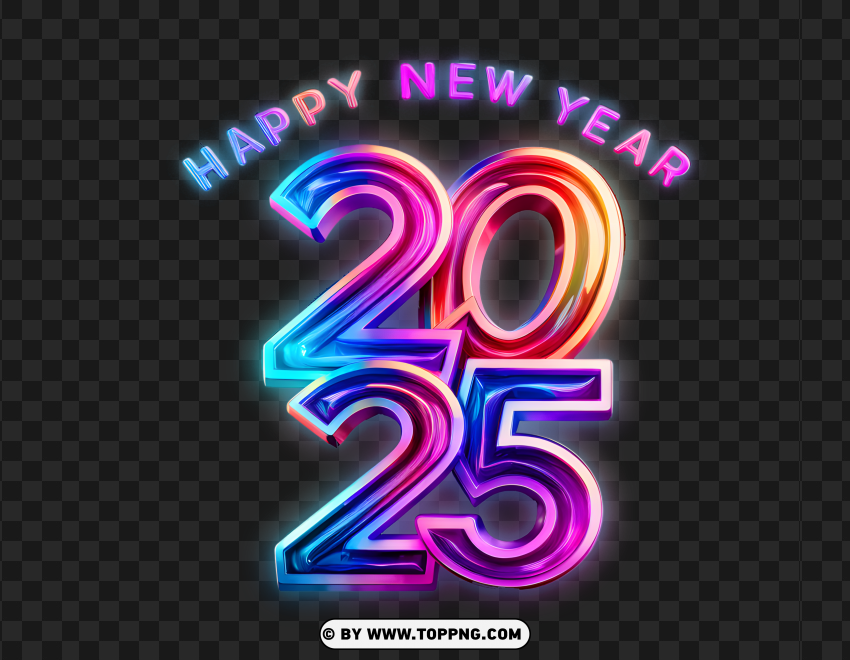 3D Text of 2025 for New Year on PNG