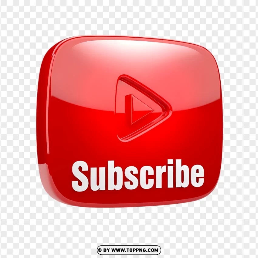 3d Youtube Social Media Subscribe Icon PNG Transparent Background
