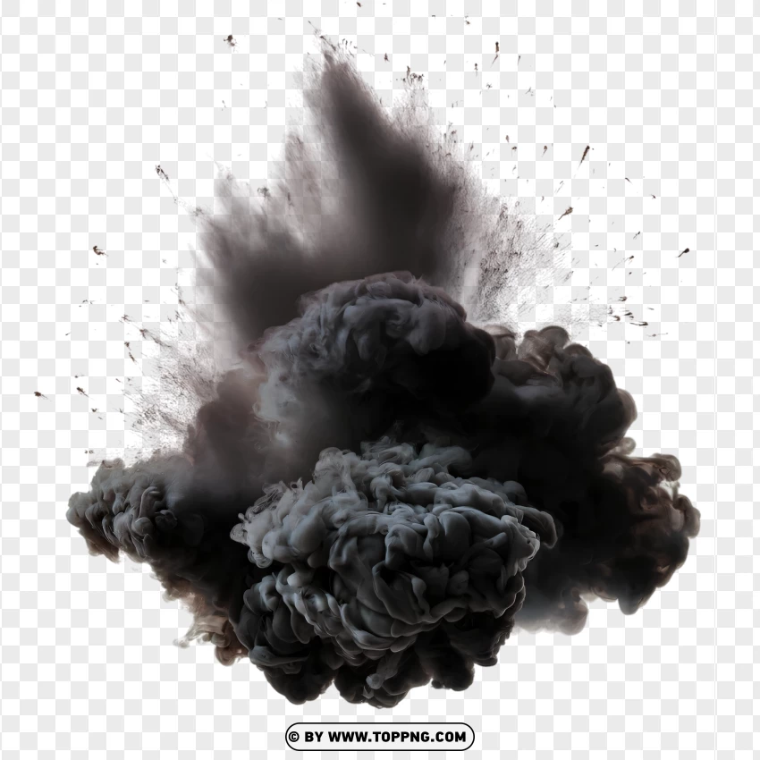 Black Smoke Cloud Explosion PNG Transparent Background