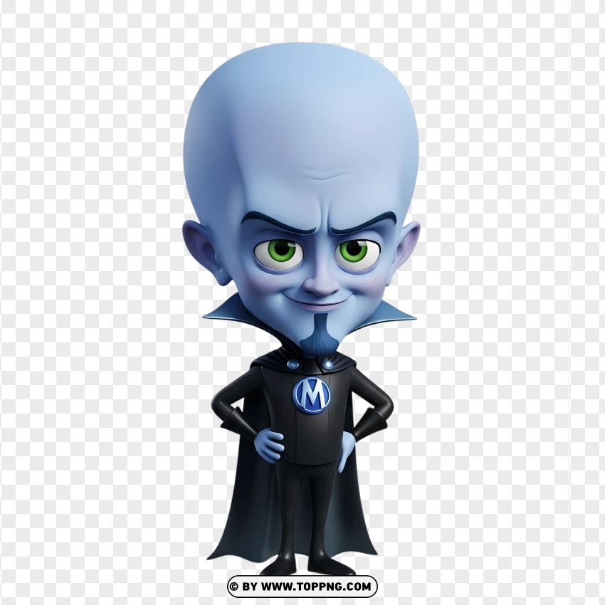 Chibi Kawaii Megamind With Blue Skin PNG Transparent Background