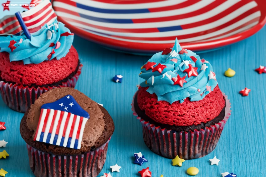 4th Of July Cupcake Clipart Graphic