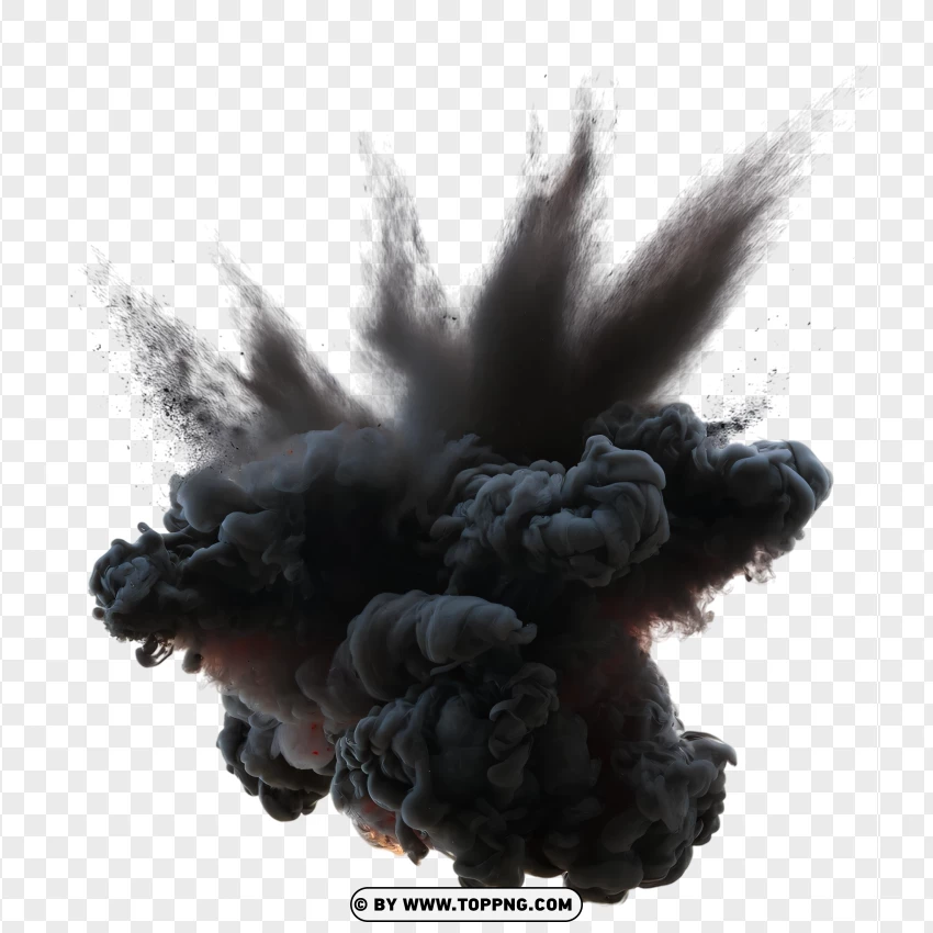 Dark Smoke Explosion Effect With Realistic Details PNG Transparent Background