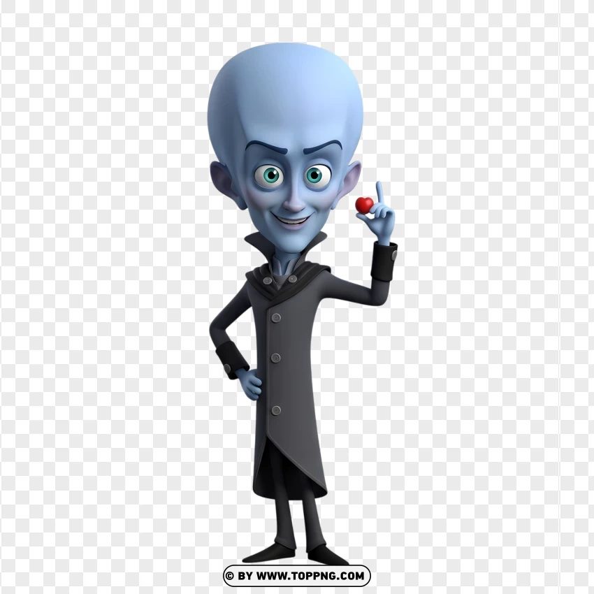 Funny Pixar Style Kawaii Megamind PNG Transparent Background