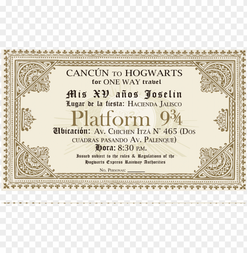 56322865a7b84 Hogwarts Express Ticket Png Image With Transparent
